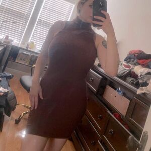 Brown Turtleneck Dress By SHEIN - Size Small